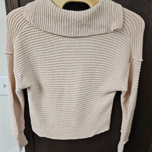 Free People Long Sleeve V-Neck Collar Sweater Marlie Pullover Ribbed Pink Small - Picture 7 of 8